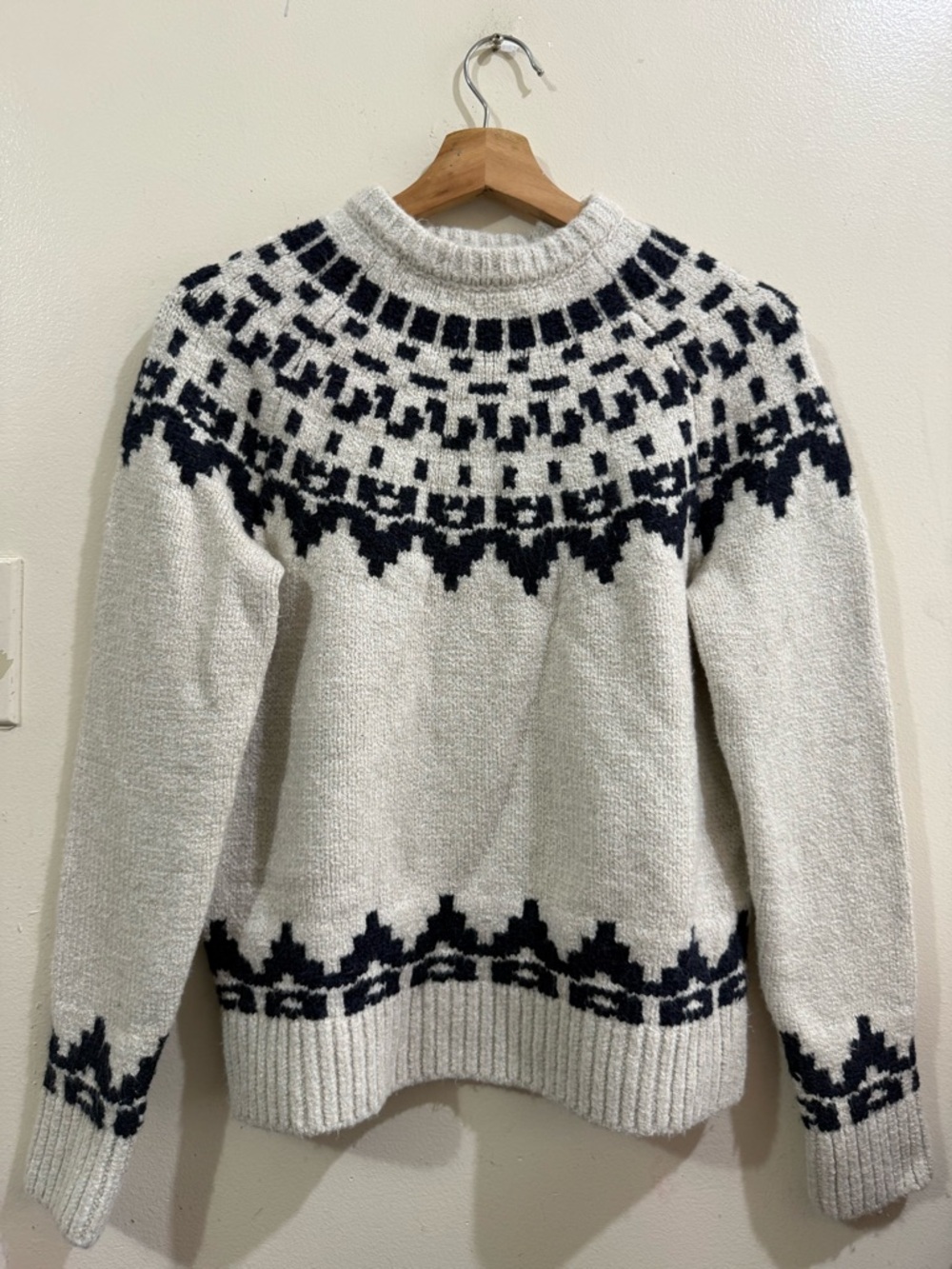 Have Men's Ivory and Black Nordic Yoke Sweater